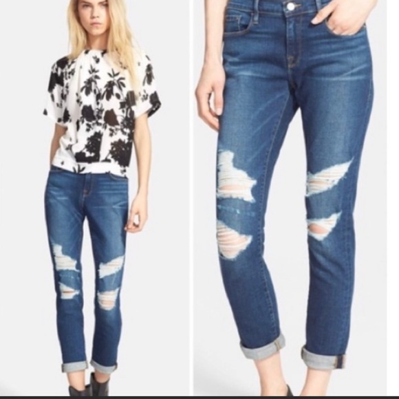 Frame Le Garçon Distressed Boyfriend Jeans - Picture 2 of 10